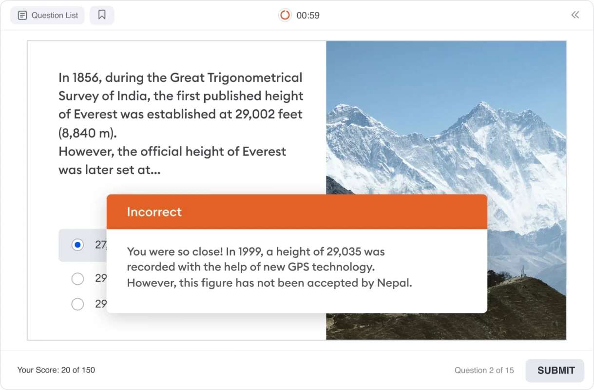Provide detailed feedback messages to explain each answer in detail