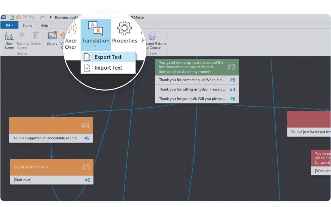 After you translate the text, the design and settings of your course will remain the same