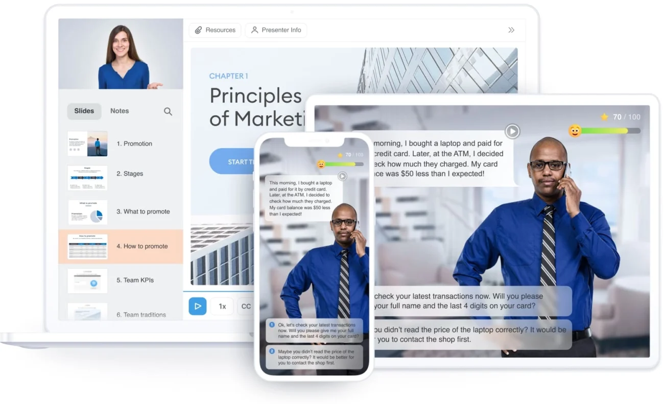 Published courses will play perfectly on all devices