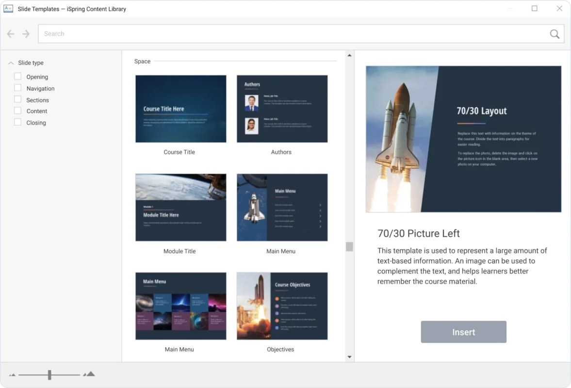 Easily create courses from our premade slide templates