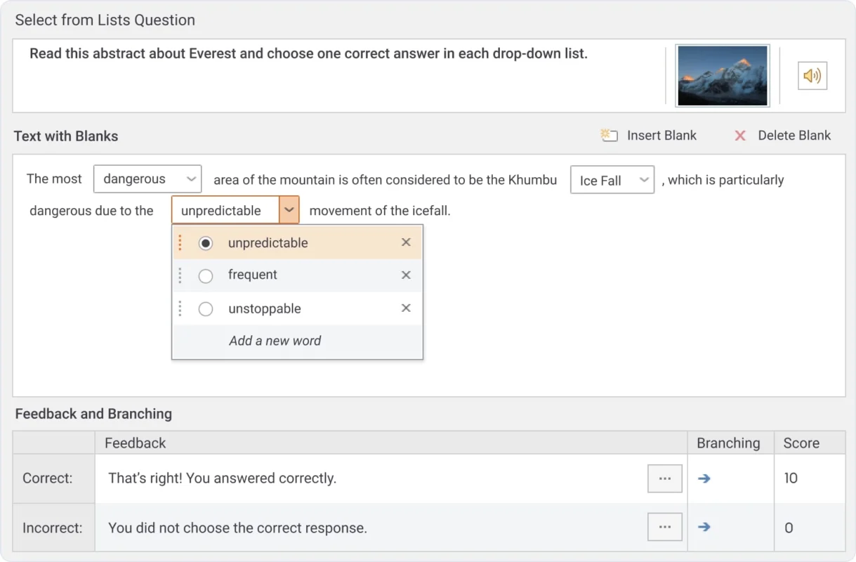 Quickly edit your questions and enhance them with images, audio, or video
