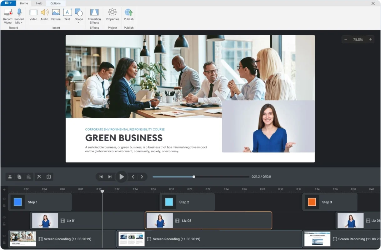 iSprings's video studio to quickly create outstanding video lecture, screencasts, tutorials, and more