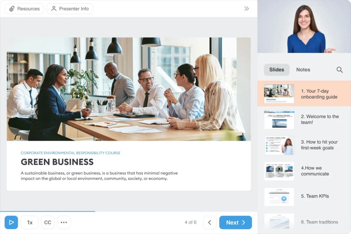 iSpring's fully customizable course player