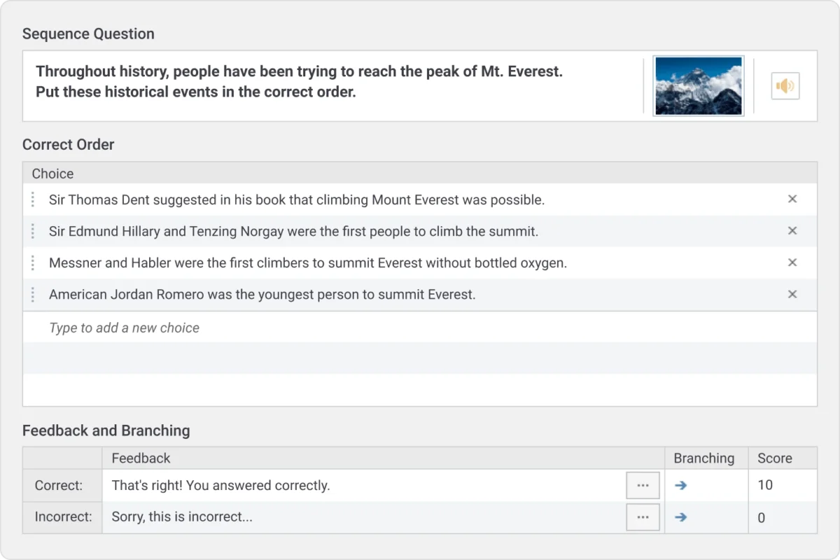 A sample question made from QuizMaker