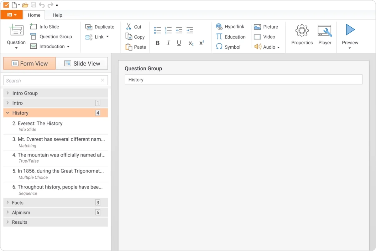 Group your questions by topic