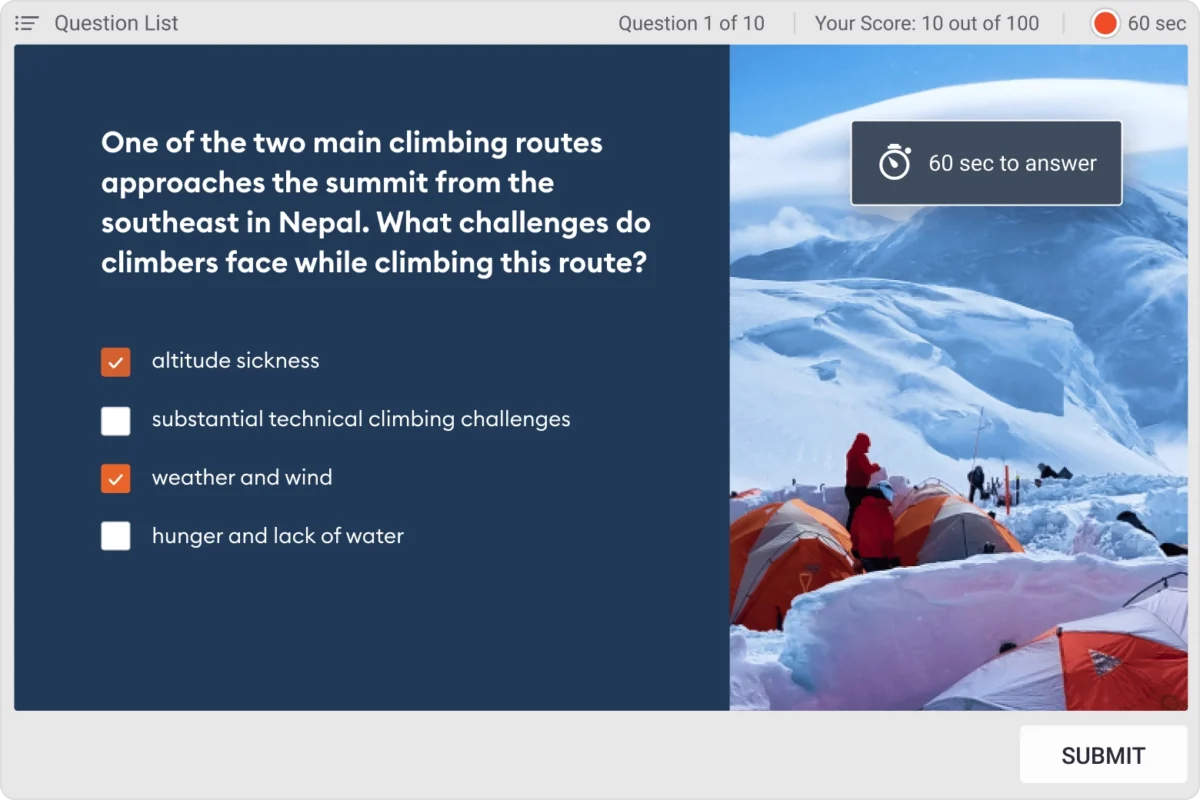 Create timed and scored quizzes
