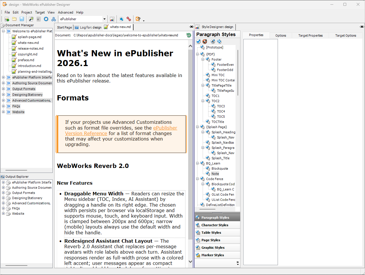 ePublisher Designer live preview